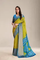 Moss Chiffon Printed Saree for Women 