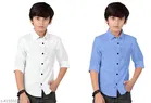 Solid Cotton Blend Long Sleeve Shirt for Boys, Pack of 2 