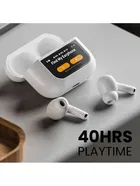 TecSox ALPHA Bluetooth Earbuds with Smartwatch on Display -White