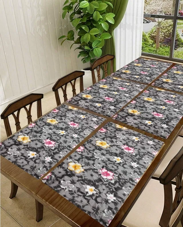 PVC Printed Dining Table Placemats (Multicolor, 30x45 cm) (Pack of 6)