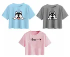 Cotton Printed Crop Tops for Girls (Multicolor, 10-11 Years) (Pack of 3)