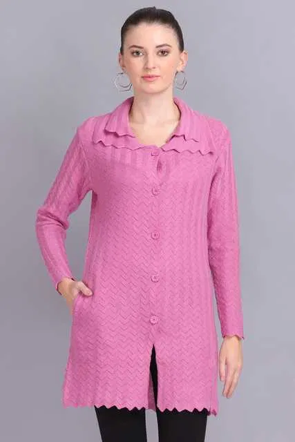 Women's Button Cardigan (Mulberry, XL) (AX-14)