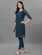 Georgette Chikankari Kurti for Women (Blue, M)