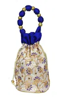 Silk Floral Ethnic Rajasthani Traditional Work Potli with Handle for Return Gifts 