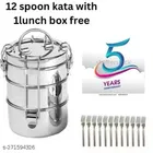 Double Layer Lunch Box with 12 Pcs Forks 
