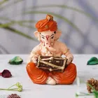 Resin God Ganesha Idol (Orange & Beige)