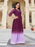 Colorblocked Fit and Flare Maxi Gown for Women 