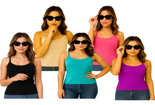 Cotton Solid Camisole for Women, Multicolour, Pack of 5 (XXL)