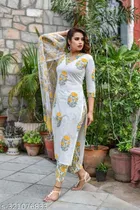 Rayon Printed Kurta with Pant & Dupatta for Women 
