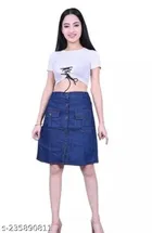 Denim Skirts for Women (Blue, 28)