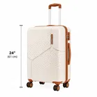Safari Carter Pro CM 24 Inch [Medium] Trolley Bag with 360° Spinner 8 Wheels, Beige