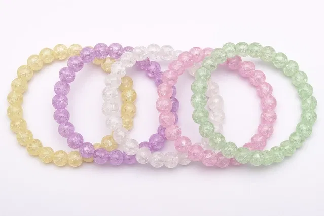 Crystal Beaded Bracelets for Women (Multicolor, Pack of 5)