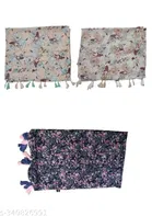 Poly Chiffon Printed Scarves for Women, Multicolor, Pack of 3