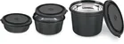 Stainless Steel Microwave Safe 3 Containers Lunch Box Set (Black, Set of 1)