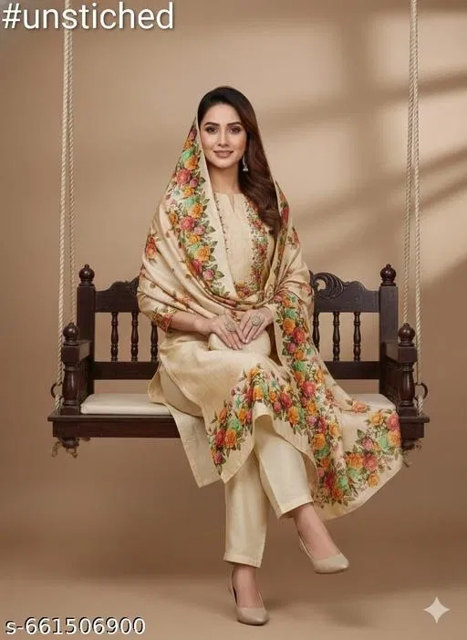 Silk Blend Pakistani Suits (Multicolor, 6.05 meter for Women (M)