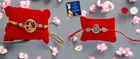 Metal 2 Pcs Rakhi with Greeting card, Roli 