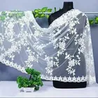 Net Embroidered Dupatta for Women (White)
