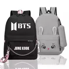 Combo of BTS & Cat Printed PU Backpacks for Girls (Multicolor, 20 L) (Pack of 2)