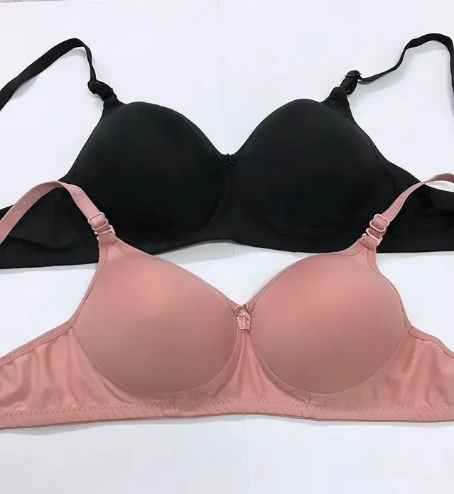 Cotton Blend Padded Solid Bras for Women, Black & Pink, Pack of 2 (40)