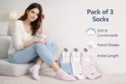 Printed Ankle Length Cotton Socks for Women ,Multicolor, Set of 3