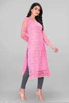 Net Kurti for Women,  Pink  