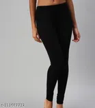 Lycra Blend Leggings for Women (Black, 26)