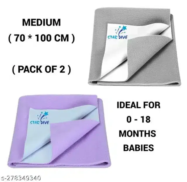Cotton Mattress Protection Sheet (Grey & Purple, 40x28 inches) (Pack of 2)
