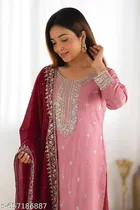 Designer Kurti Set with Mirror Work and Maroon Dupatta for Wedding & Party Wear for Women 