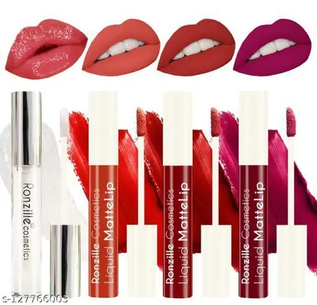 Ronzille Liquid Matte Lipsticks (Multicolor, Pack of 4)
