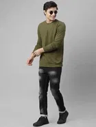 Rigo Men's Cut & Sew Terry Round Neck Sweatshirt 