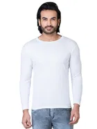 Cotton Blend Round Neck T-shirt for Men, White 