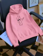 Fleece Printed Hoodie for Men, Pink 