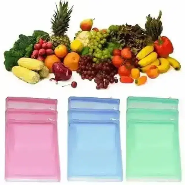 Pallavi Trading Mesh Net Fabric With Zip Lock Eco-Friendly Non-Toxic Reusable Fridge Storage Bag