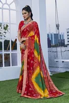 Georgette Bandhini Saree for Women 