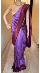 Litchi Silk Woven Design Saree for Women, Lavender 