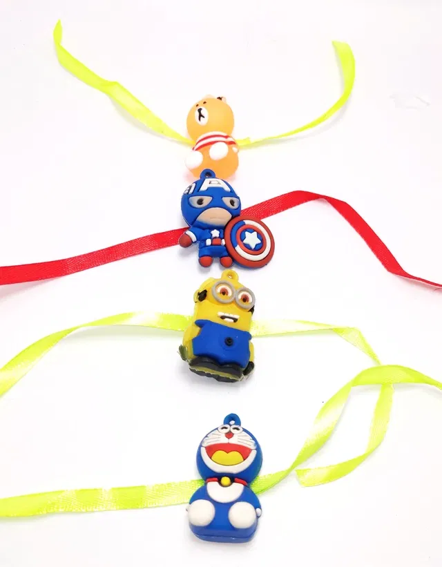 Synthetic Rakhi for Kids (Multicolor, Pack of 4)