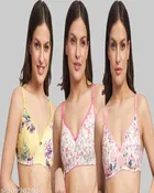 Cotton Blend Printed Padded Bra for Women 