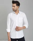 Cotton Blend Solid Shirt for Men, White 