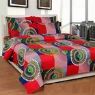 Polycotton Printed Double Bedsheet with Two Pillow Covers 