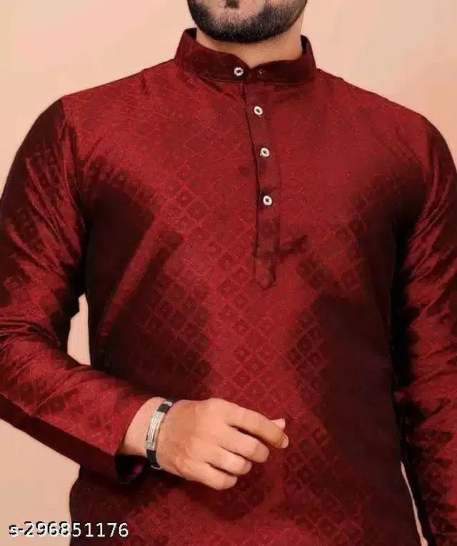 Full Sleeves Kurta for Men (Maroon, XXL)