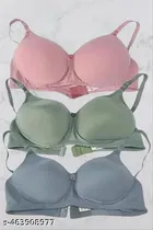 Cotton Solid Bra for Women & Girls, Pink, Pack of 3 