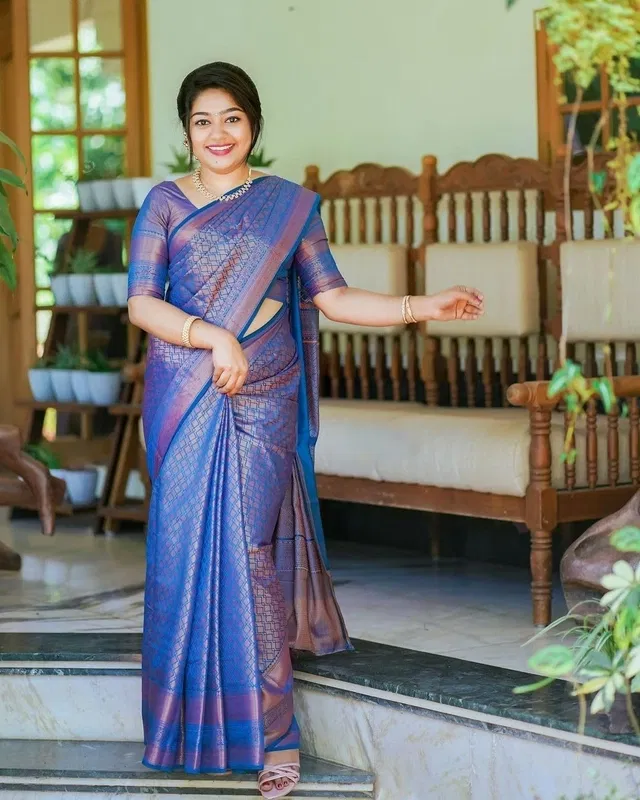 Banarasi Art Silk Woven Saree for Women (Blue)