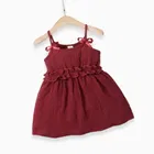Cotton Blend Solid Dress for Girls 
