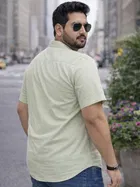 Cotton Blend Solid Shirt for Men, Light Green 