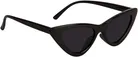 Retro Vintage Narrow Cat Eye Polarized UV Protection Sunglass for Women & Girls (Black)