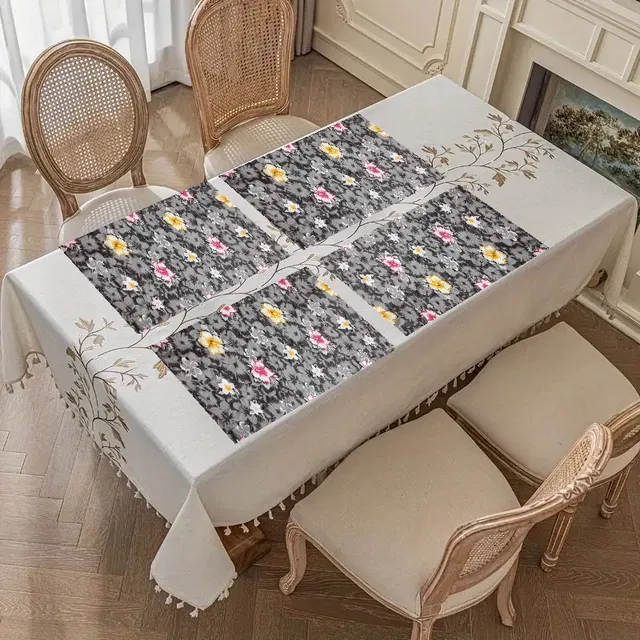 PVC Printed Dining Table Placemats (Multicolor, 30x45 cm) (Pack of 6)