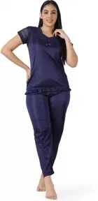 Satin Solid Night Suit for Women 