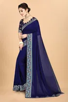Vichitra Embroidery Saree for Women 