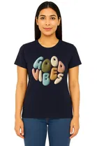 Cotton Blend Printed T-shirt for Women, Navy Blue 