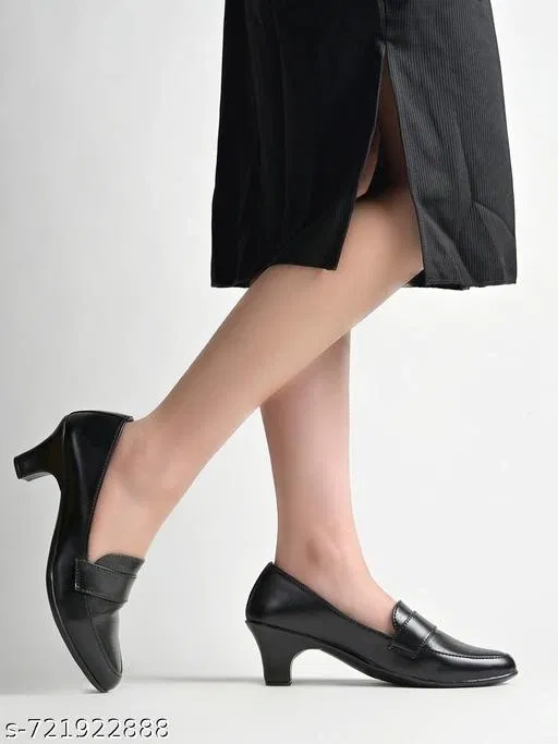 Shoetopia Solid Heel Sandals (Black, IND-3)